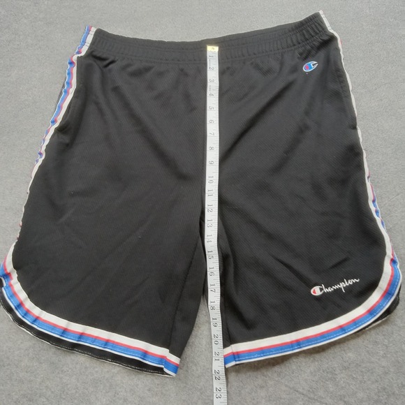 Champion Shorts Mens Large Black Performance Athletic Gym Red Blue Trim - Picture 4 of 7